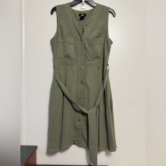 Dkny Dresses & Skirts - DKNY Olive Green Sleeveless Midi Dress